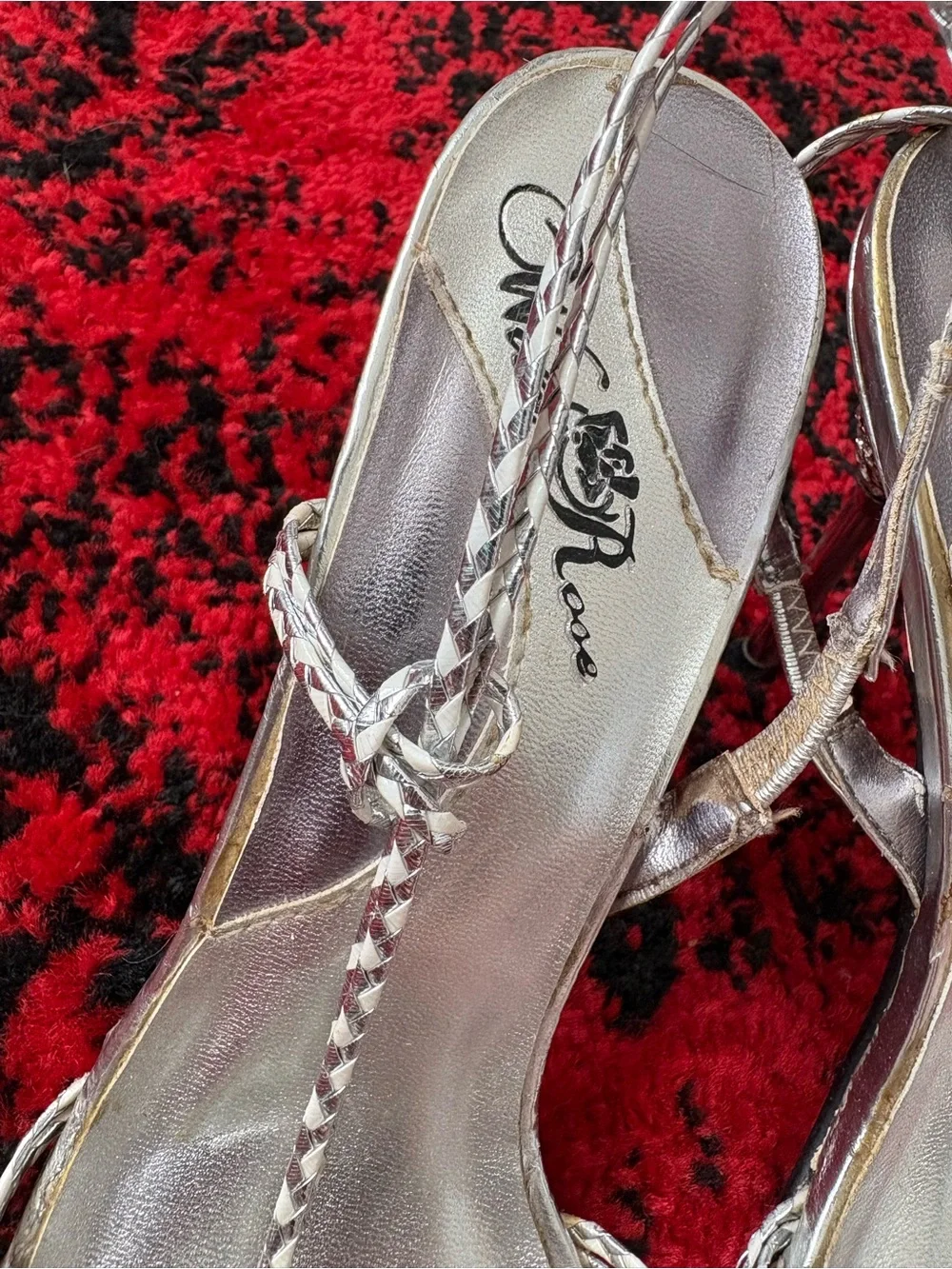 Women’s Silver Rhinestone BIG diamond heels